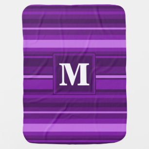 Monogram purple stripes receiving blanket