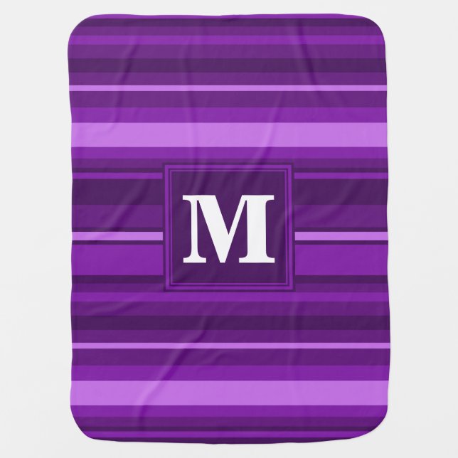 Monogram purple stripes receiving blanket (Front)