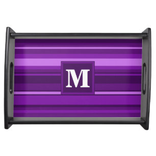 Monogram purple stripes serving tray