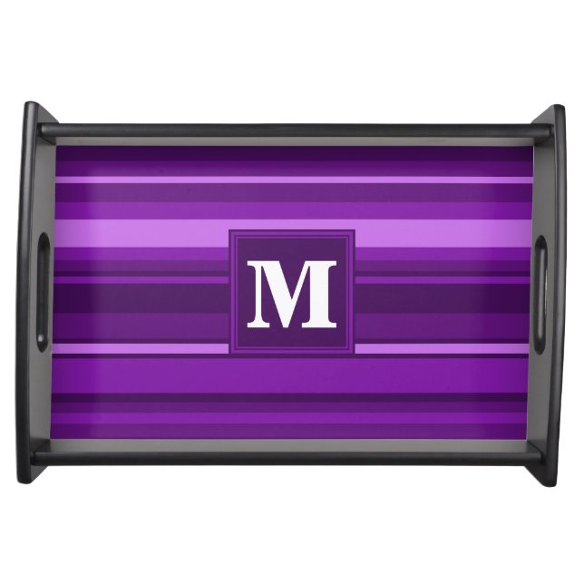 Monogram purple stripes serving tray (Front)