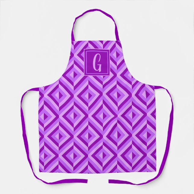 Monogram Purple Three-Tone Diamond Pattern Apron (Front)