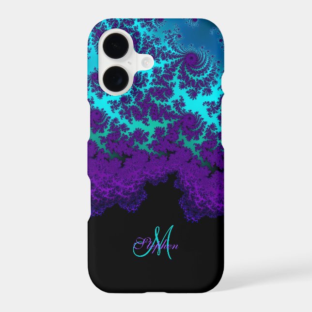 Monogram Purple Turquoise Fractal iPhone 7 Case (Back)