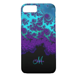Monogram Purple Turquoise Fractal iPhone 7 Case