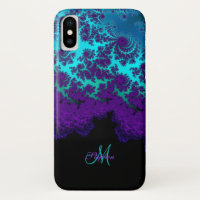 Monogram Purple Turquoise Fractal iPhone X Case