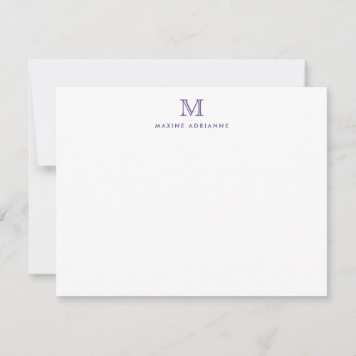 Monogram Purple Violet Girly Chic Formal Elegant Note Card