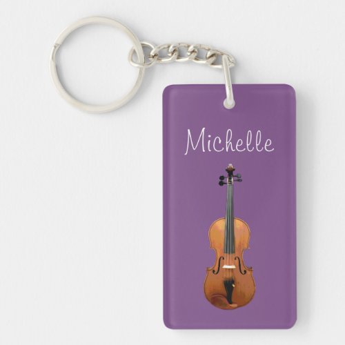 Monogram Purple Violin Music Keychain