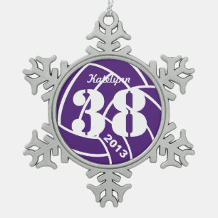 Monogram Purple Volleyball Ornament