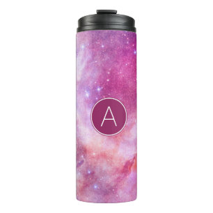 Monogram Purple Watercolor Galaxy Celestial Stars Thermal Tumbler