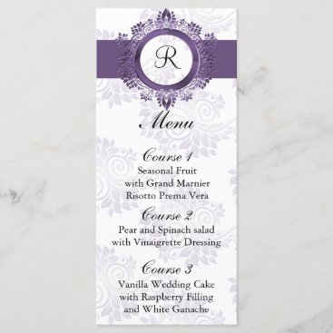 monogram purple wedding menu