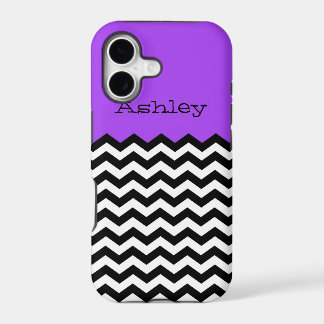 Monogram, Purple & White Chevron iPhone /5S 17 Case