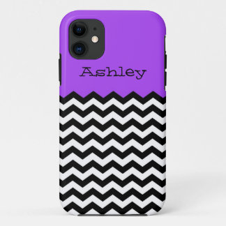 Monogram, Purple & White Chevron iPhone /5S iPhone 11 Case