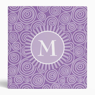 Monogram Purple White Spirals - Personalized 3 Ring Binder