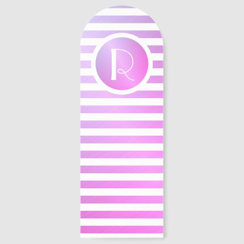 Monogram Purple & White Stripes Bookmarks