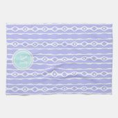 Monogram: Purple White Stripes Towel (Horizontal)