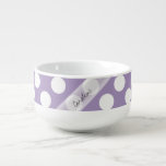 Monogram Purple White Trendy Fun Polka Dot Pattern Soup Mug at Zazzle