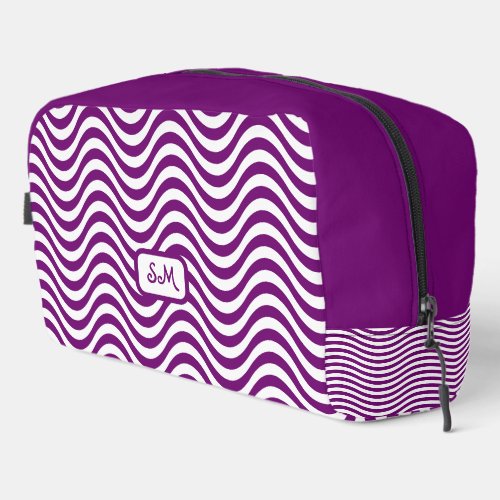 Monogram Purple White Wavy Stripes Psychedelic Dopp Kit