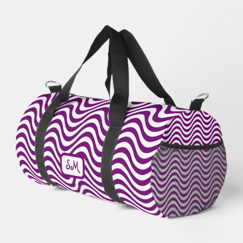 Monogram Purple White Wavy Stripes Psychedelic SM Duffle Bag
