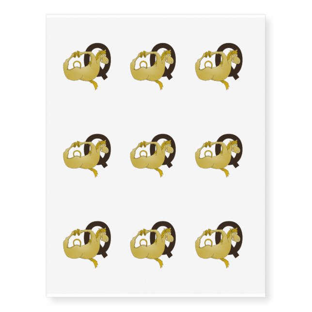 Monogram Q Cartoon Pony Customized Temporary Tattoos (Front)