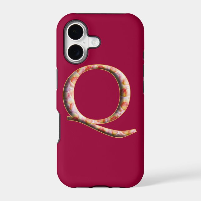Monogram Q in Roses Pattern Iphone 5 Case (Back)