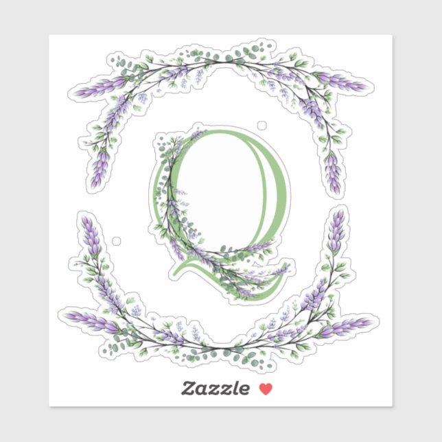 Monogram Q Lavender Eucalyptus Sticker (Sheet)