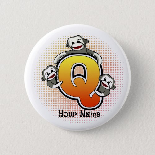 Monogram Q Sock Monkey Button