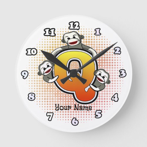 Monogram Q Sock Monkey clock