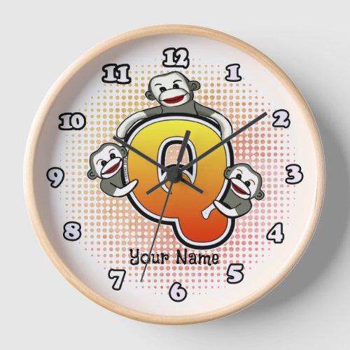 Monogram Q Sock Monkey clock