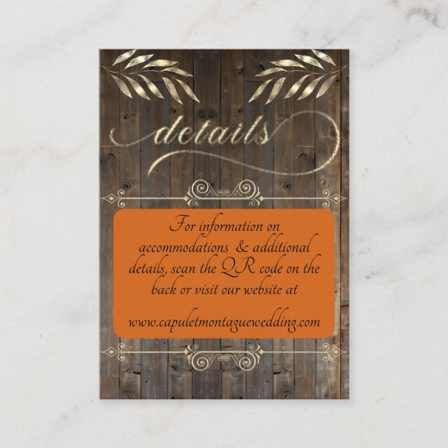 Monogram & QR Code - Barnwood/Copper Enclosure Card (Front)