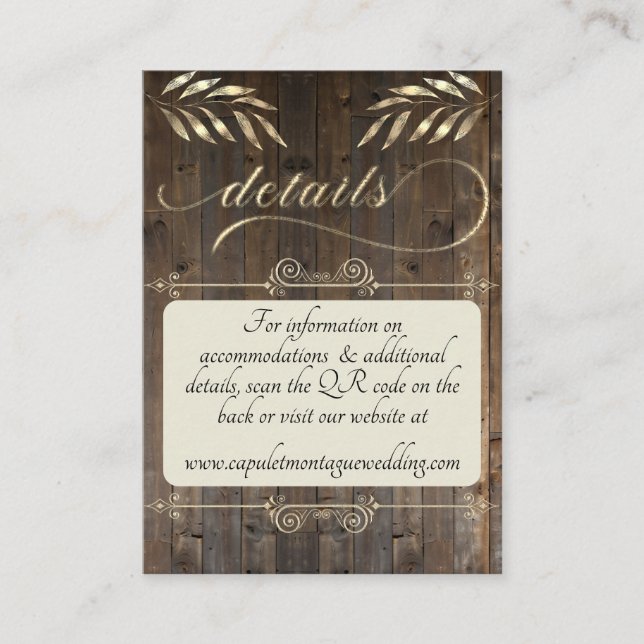 Monogram & QR Code - Barnwood/Cream Enclosure Card (Front)
