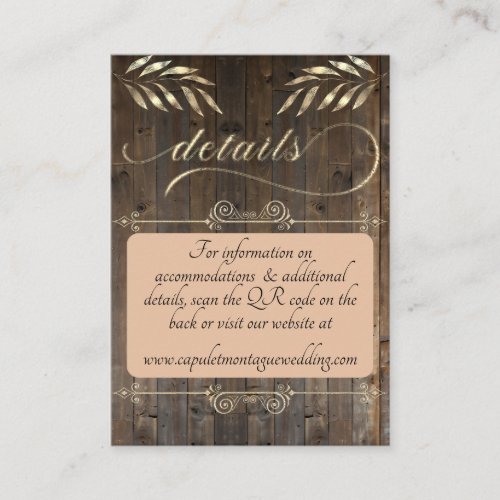 Monogram & QR Code - Barnwood/Peach Enclosure Card