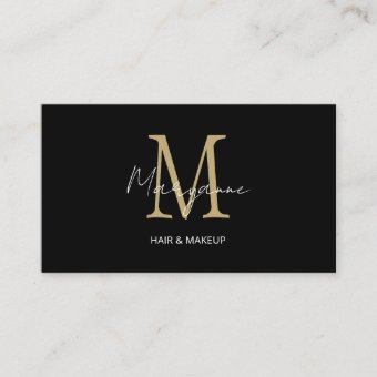 Monogram QR Code Black Gold Business Card | Zazzle