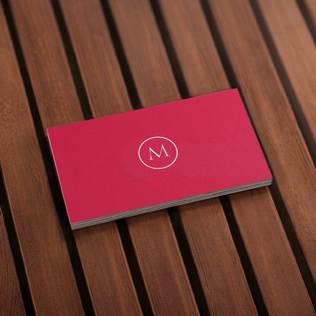 Monogram Qr Code Cerise Business Card (Front)