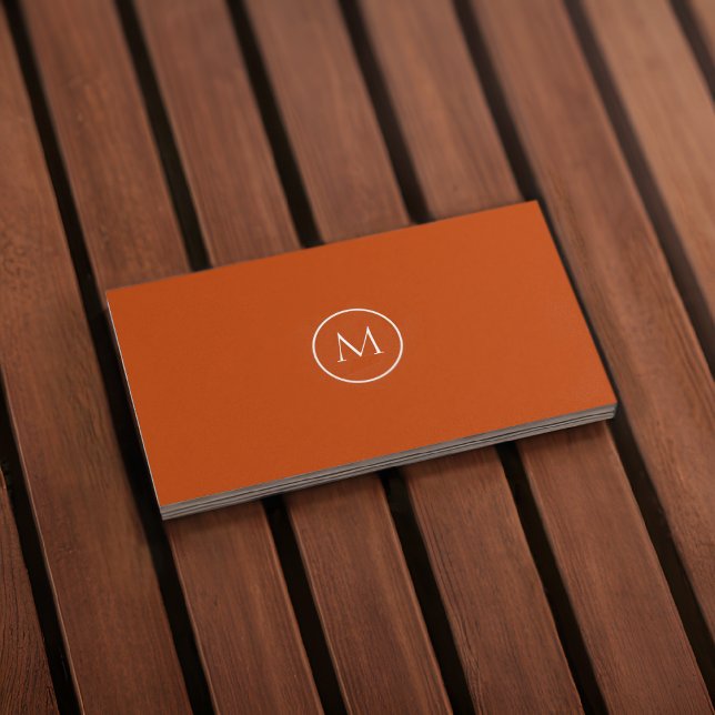 Monogram Qr Code Cinnamon Business Card (Front)