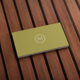 Monogram Qr Code Dark khaki Business Card