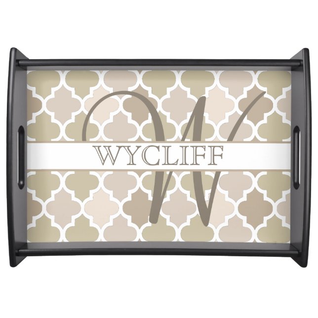 Monogram Quatrefoil Serving Tray (Front)