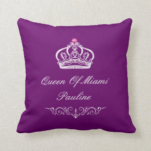 Monogram Queen Crown Throw Pillow