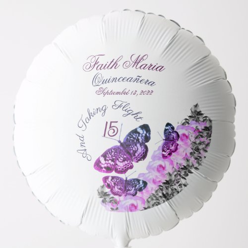 Monogram Quinceaera 15 Taking Flight Butterfly Balloon