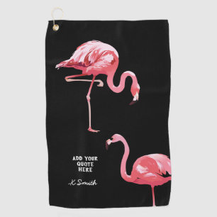Monogram Quote Cute and Trendy Tropical Flamingo Golf Towel