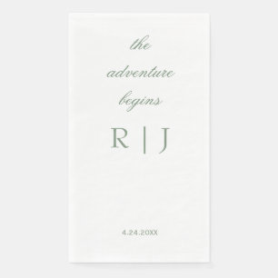 Monogram Quote Script Text Sage Green Wedding Paper Guest Towels