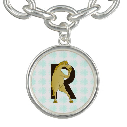 Monogram R Cartoon Pony Customized Charm Bracelet