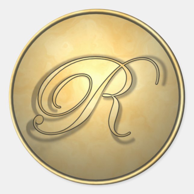 monogram_r classic round sticker (Front)