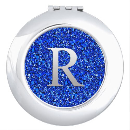 Monogram R druzy crystal _ Sapphire blue Vanity Mirror