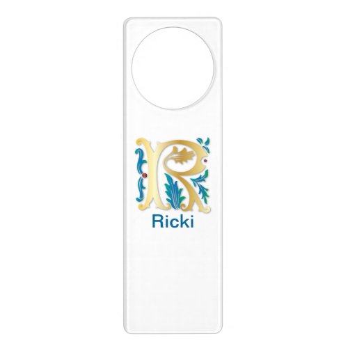 Monogram R in Floral Design Door Hanger