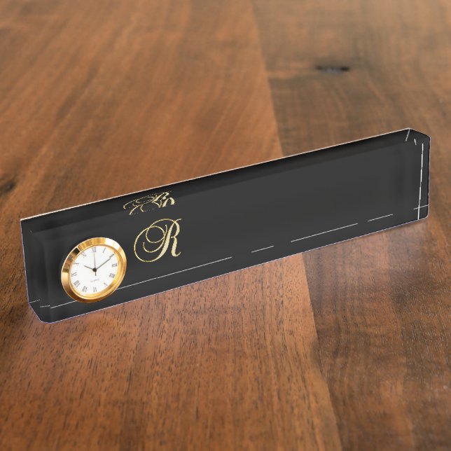 MONOGRAM R Letter Name Heart Destiny Destiny'S Desk Name Plate (Side)