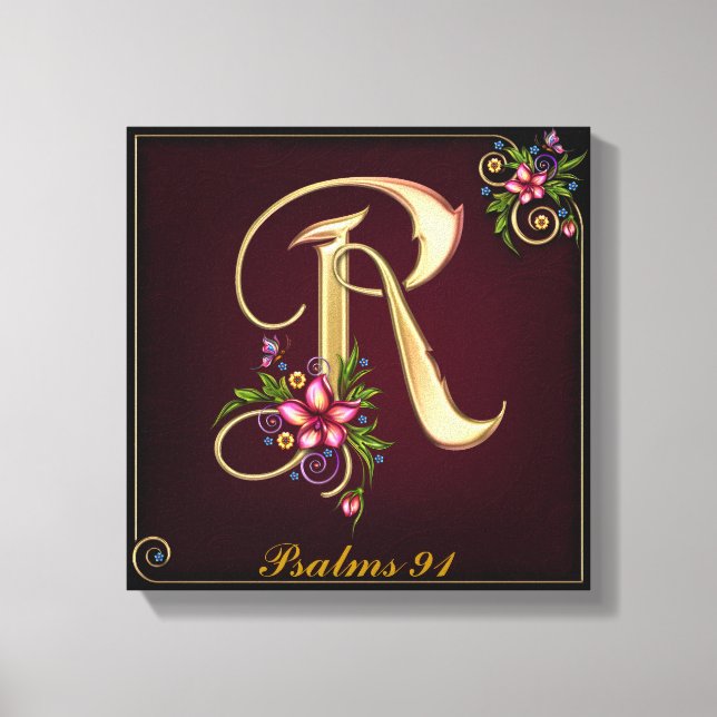 Monogram R Premium Wrapped Canvas (Gloss) Print (Front)
