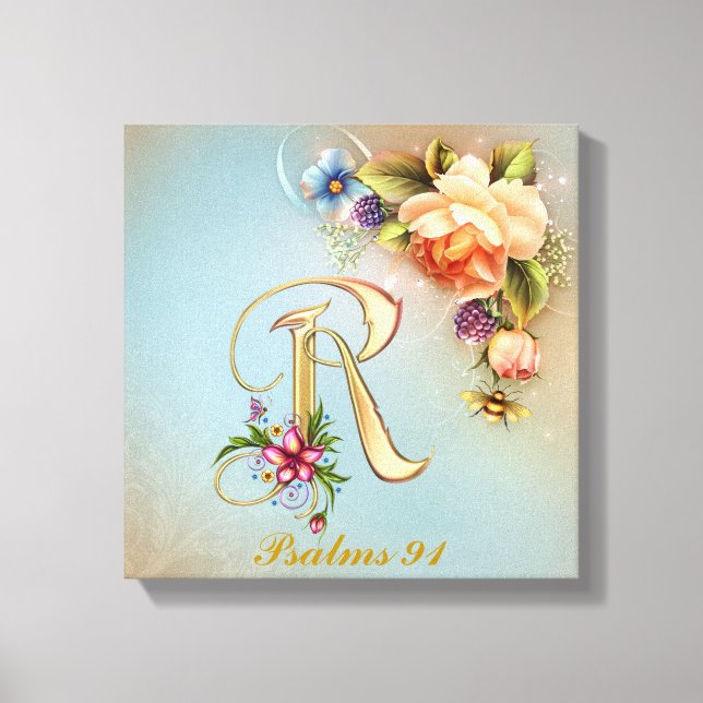 Monogram R Premium Wrapped Canvas (Gloss) Print (Front)