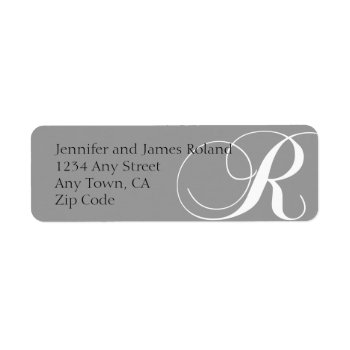 Monogram R Return Address Labels Grey by ElegantMonograms at Zazzle