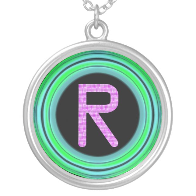 Monogram "R" Silver Plated Necklace (Front)