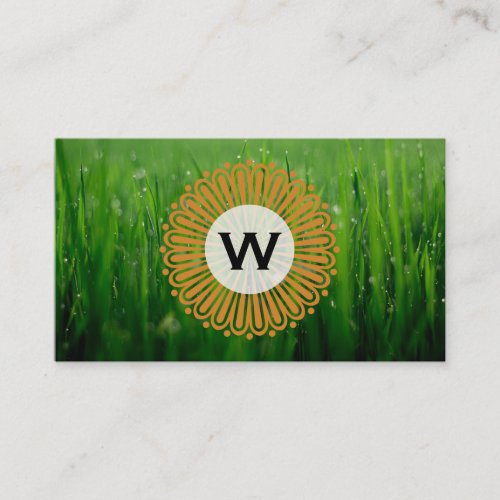 Monogram Radial orange  Grass Business Card