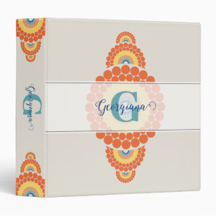 Monogram Radiant Aegean Summer Ornamental Mandala 3 Ring Binder